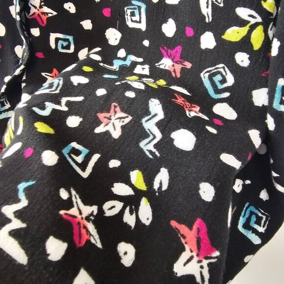 Ladies Fun Party Retro 90s Funky Abstract Graphic Allover Black White Koret XL - Picture 8 of 11